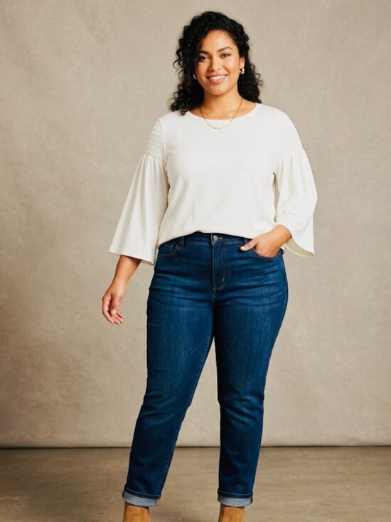 Chico's Tops - Chico's White ¾ Bell Sleeve Blouse Top - Size XL (Chico's Size 3)